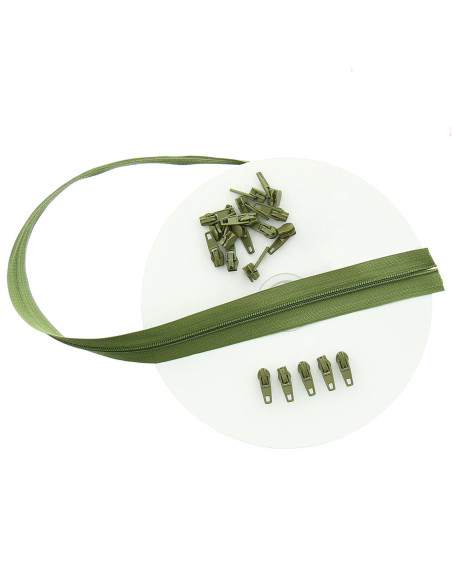 Rouleau de 10 mètres de fermeture nylon - Vert olive