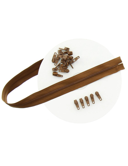 Rouleau de 10 mètres de fermeture nylon - Marron clair