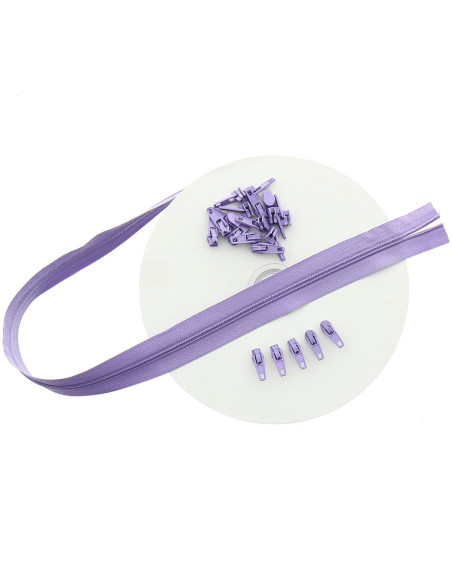 Rouleau de 10 mètres de fermeture nylon - Lilas