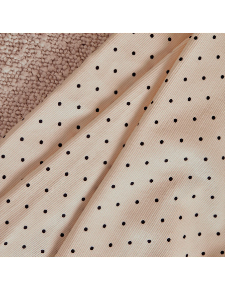 Tissu velours milleraies à pois Off-White - Atelier Brunette