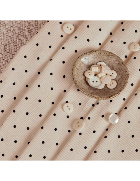 Tissu velours milleraies à pois Off-White - Atelier Brunette