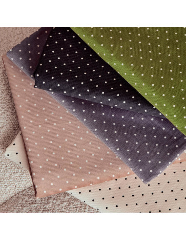 Tissu velours milleraies à pois Off-White - Atelier Brunette