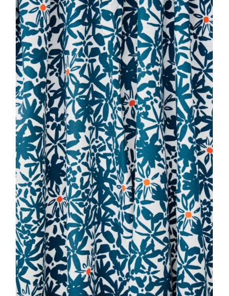Tissu crêpe de viscose Flowery - Bleu océan