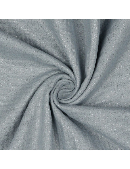 Tissu double gaze de coton irisé pailleté - Gris perle