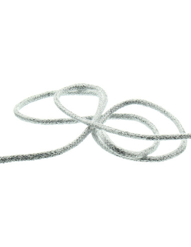 Cordon lurex 2 mm - Blanc et argent