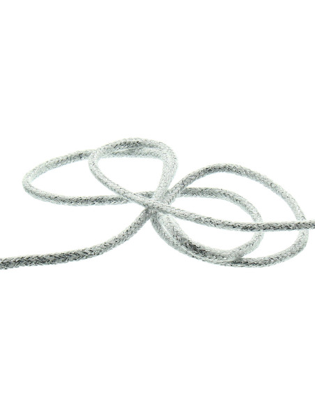 Cordon lurex 2 mm - Blanc et argent