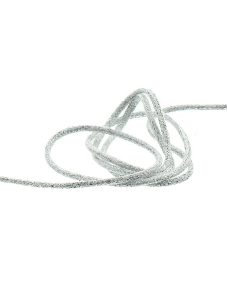 Cordon lurex 5 mm - Blanc et argent
