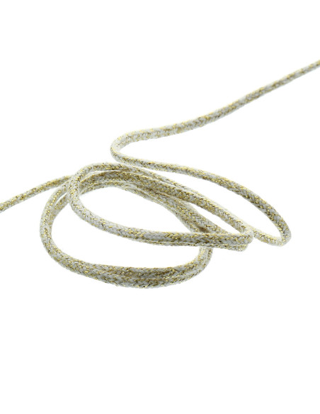 Cordon lurex 5 mm - Blanc et or