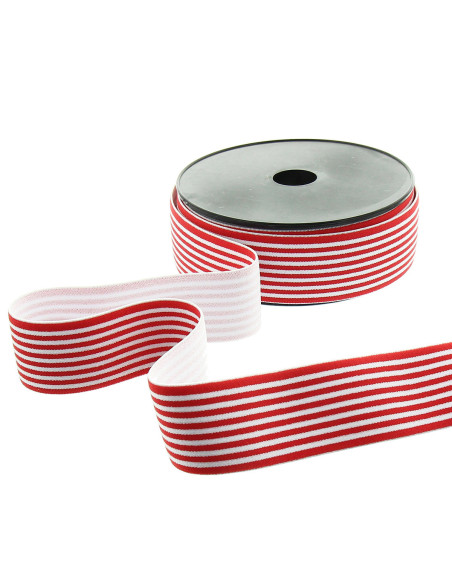 Elastique fantaisie rayures fines 40 mm - Rouge
