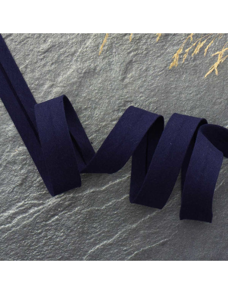 Biais double gaze - Bleu marine