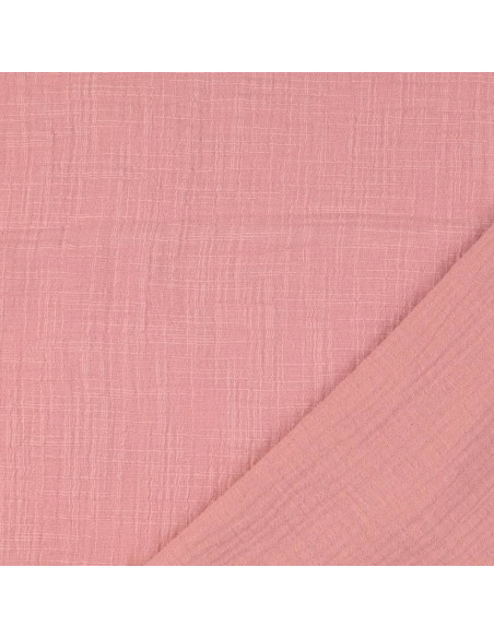 Tissu double gaze de coton Vintage - Vieux rose