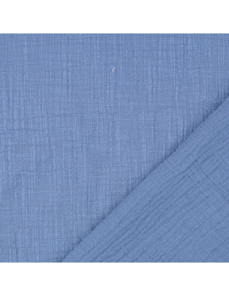 Tissu double gaze de coton Vintage - Bleu jeans