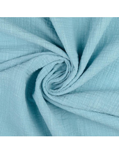 Tissu double gaze de coton Vintage - Turquoise