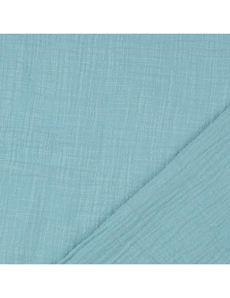 Tissu double gaze de coton Vintage - Turquoise