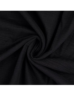 Tissu double gaze de coton Vintage - Noir