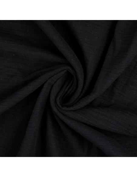 Tissu double gaze de coton Vintage - Noir