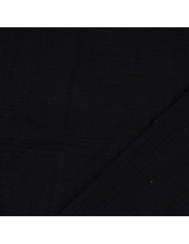 Tissu double gaze de coton Vintage - Noir