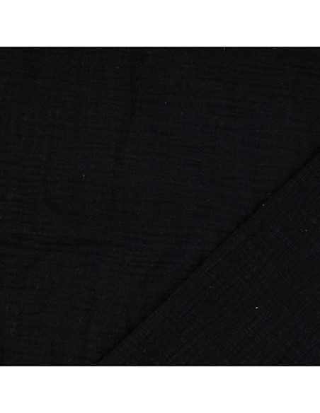 Tissu double gaze de coton Vintage - Noir
