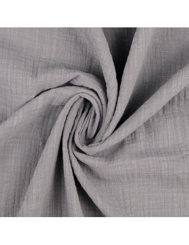 Tissu double gaze de coton Vintage - Gris