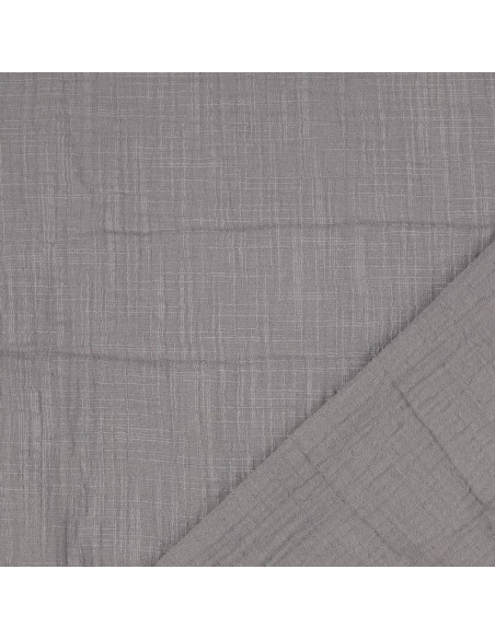 Tissu double gaze de coton Vintage - Gris