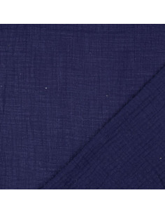Tissu double gaze de coton Vintage - Bleu marine 2