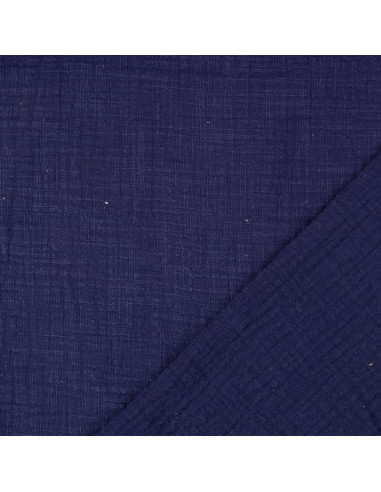 Tissu double gaze de coton Vintage - Bleu marine