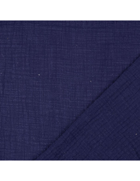 Tissu double gaze de coton Vintage - Bleu marine