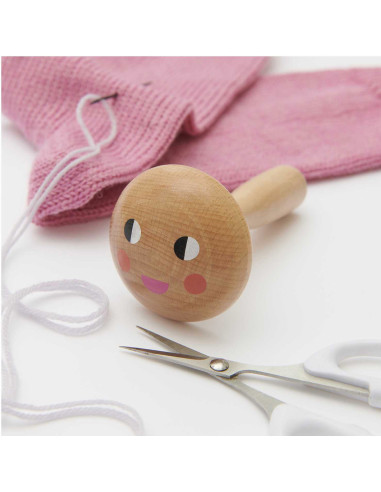 Champignon à repriser en bois - Visage