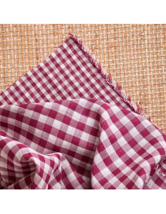 Tissu double gaze vichy Off-White Dahlia - Atelier Brunette
