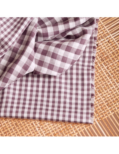 Tissu double gaze vichy Off-White Divine Parma - Atelier Brunette
