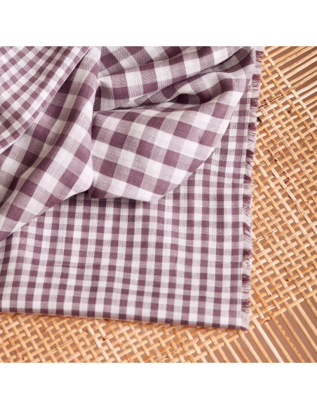 Tissu double gaze vichy Off-White Divine Parma - Atelier Brunette