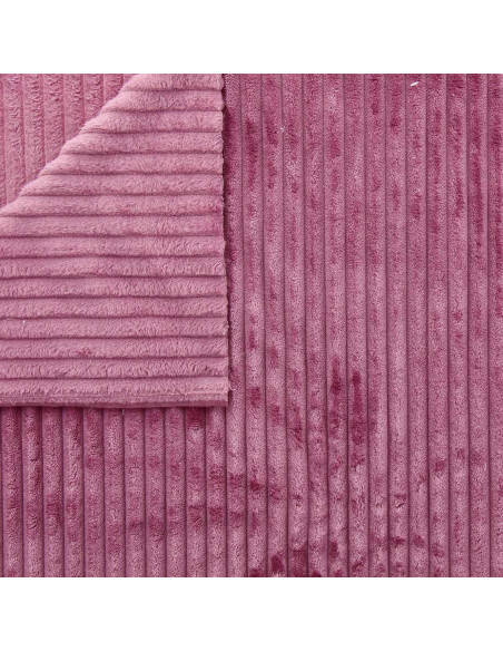 Tissu minky grosses côtes - Bois de rose