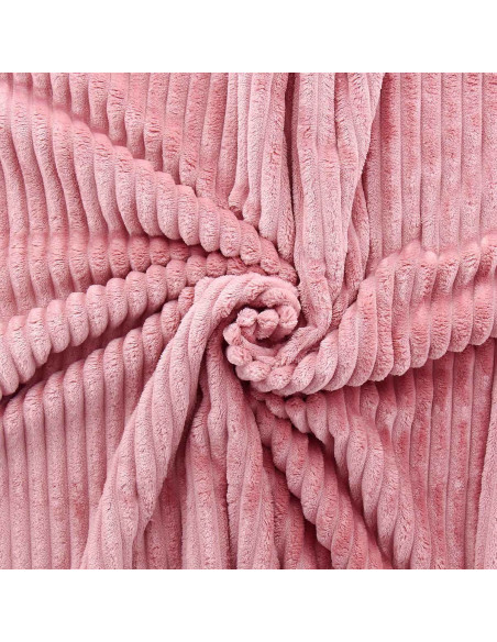 Tissu minky grosses côtes - Vieux rose