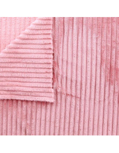 Tissu minky grosses côtes - Vieux rose 2