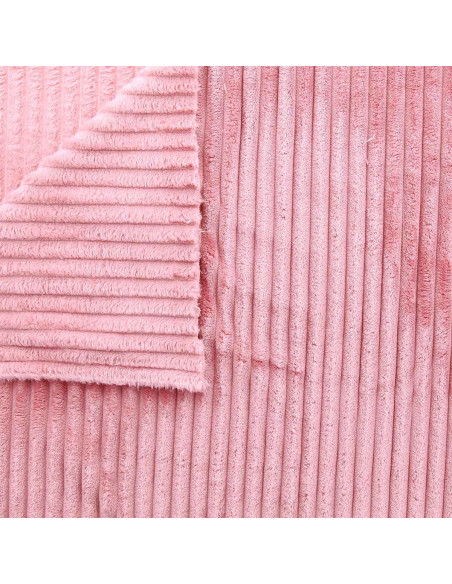 Tissu minky grosses côtes - Vieux rose