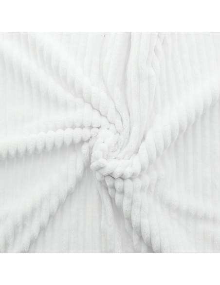 Tissu minky grosses côtes - Blanc