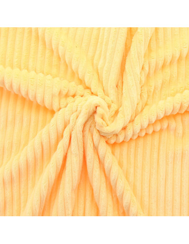 Tissu minky grosses côtes - Jaune