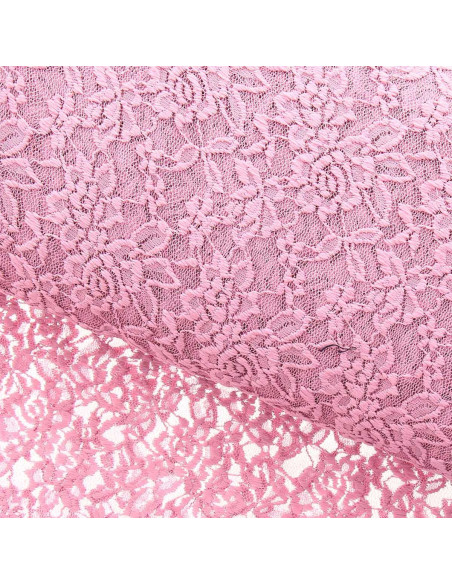 Tissu dentelle stretch Glamour - Vieux rose