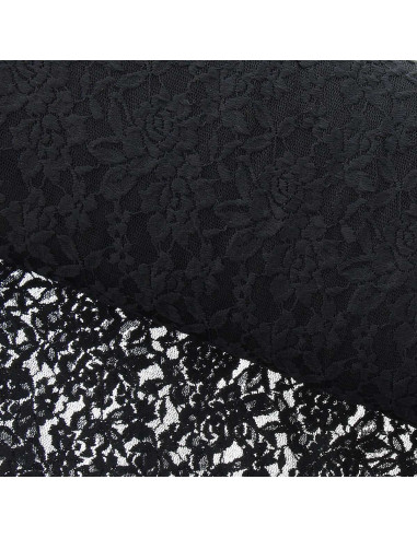 Tissu dentelle stretch Glamour - Noir