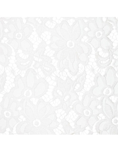 Tissu guipure stretch Bloom - Blanc