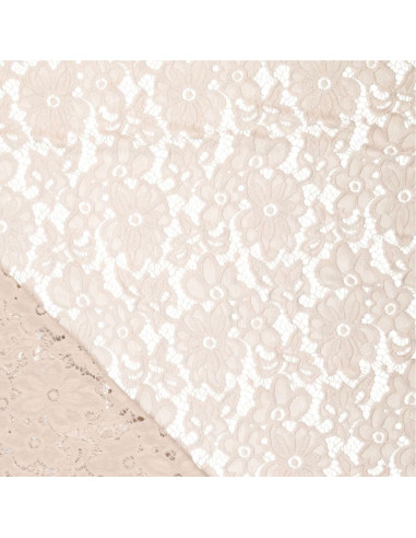 Tissu guipure stretch Bloom - Beige