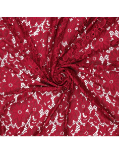 Tissu guipure stretch Bloom - Rouge