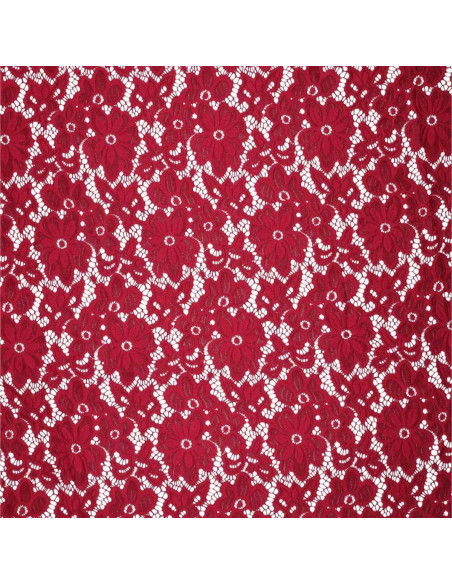 Tissu guipure stretch Bloom - Rouge