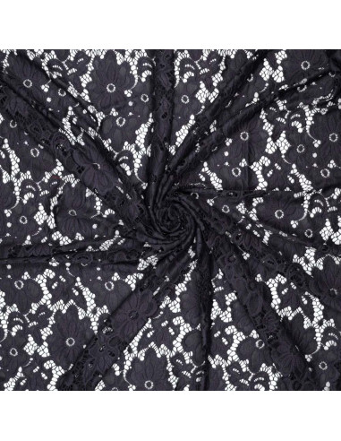 Tissu guipure stretch Bloom - Bleu marine