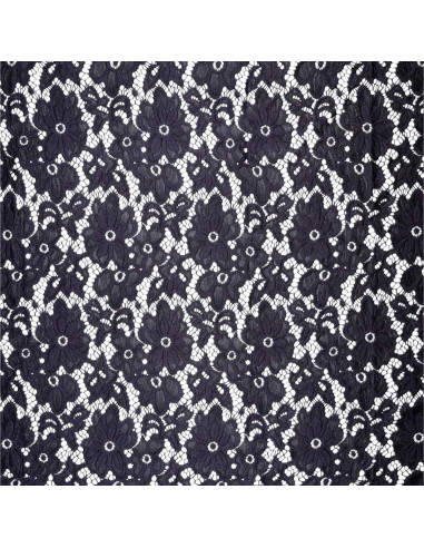 Tissu guipure stretch Bloom - Bleu marine