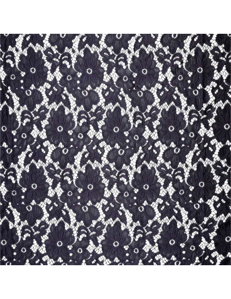 Tissu guipure stretch Bloom - Bleu marine