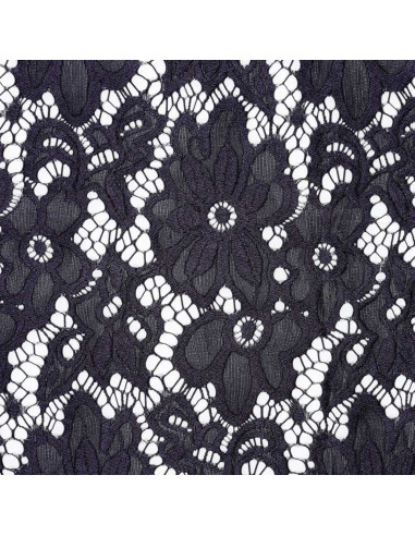 Tissu guipure stretch Bloom - Bleu marine