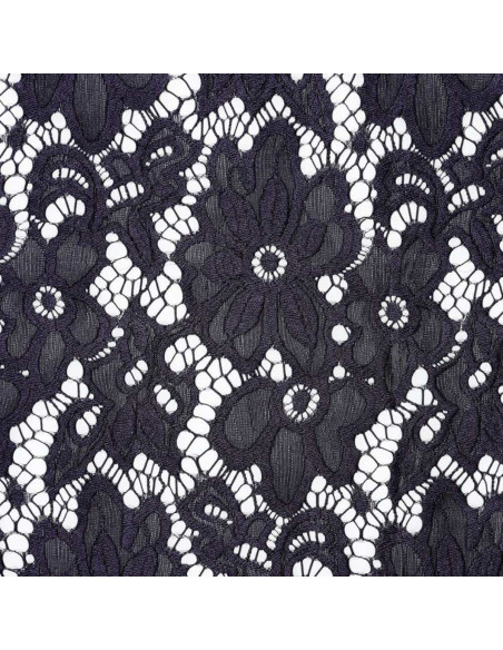 Tissu guipure stretch Bloom - Bleu marine