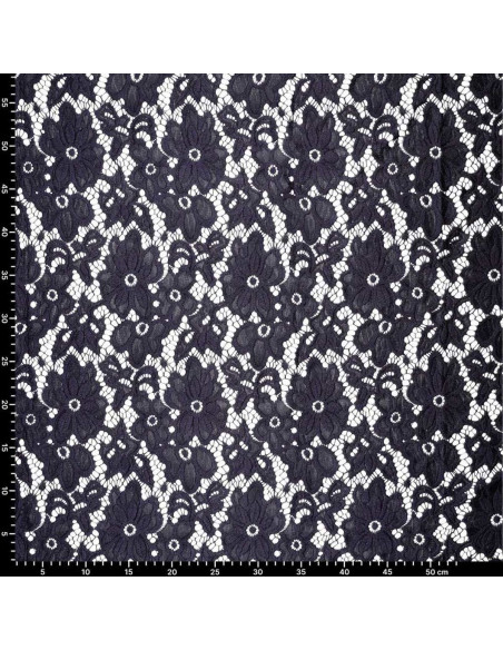 Tissu guipure stretch Bloom - Bleu marine