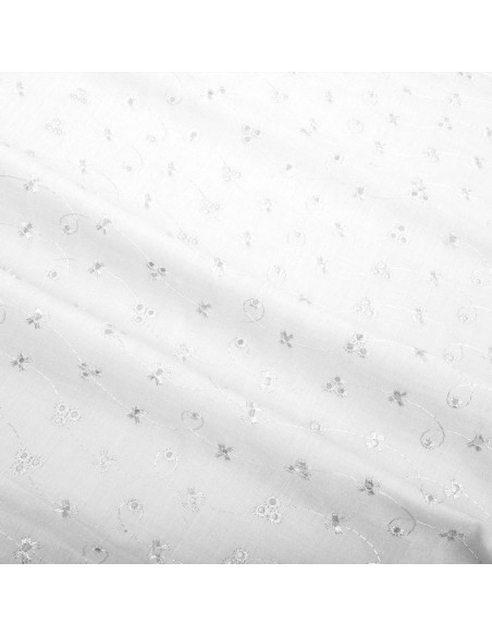 Tissu broderie anglaise chemin de fleurs - Blanc